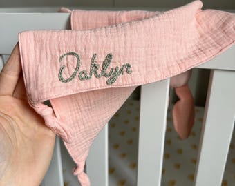 Embroidered Muslin Stuffy | Custom name embroidery | Baby gifts | Baby Shower Gift | Crib stuffy