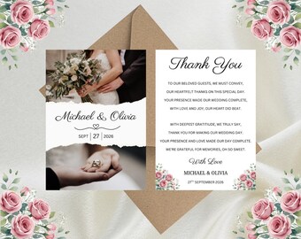 Personalised Floral Thank You Card