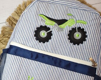 Applique seersucker backpack, personalized backpack, girl birthadooo