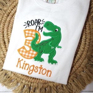 Boy birthday shirt, personalized dinosaur birthday shirt, birthday shirt with name