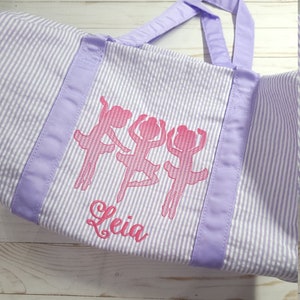 Seersucker duffel bag, seersucker dance bag, girl birthday gift, girl overnight bag