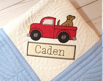 Personalized baby quilt, boy baby shower gift,