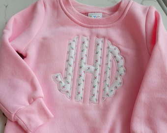 Personalized Applique Monogram Girl Sweatshirt: Soft Cotton Winter Top