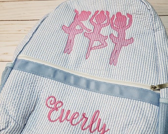 Personalized Seersucker Backpack: Ballerina Dance Bag