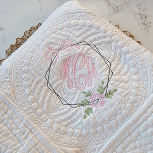 Personalized Baby Quilt: Embroidered Monogram Cotton Blanket