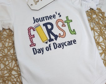 Personalized First Day of Daycare Baby Bodysuit