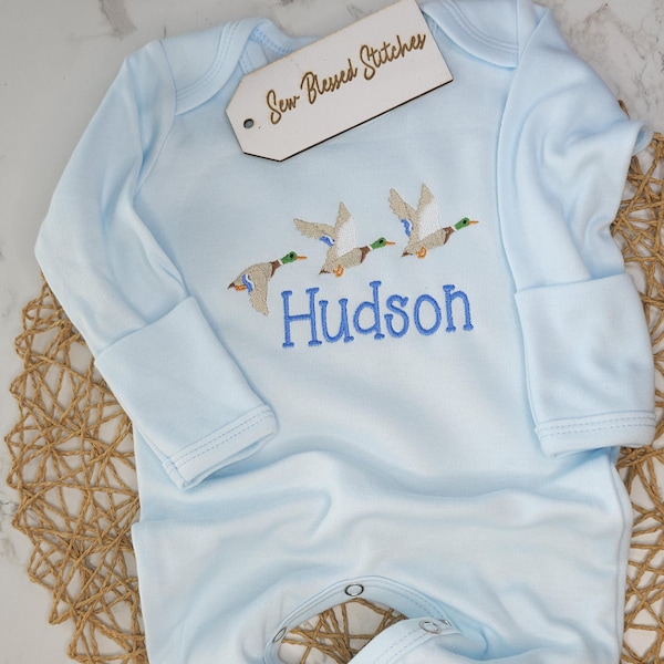 Personalized Duck Baby Sleeper: Cotton Newborn Coming Home Outfit
