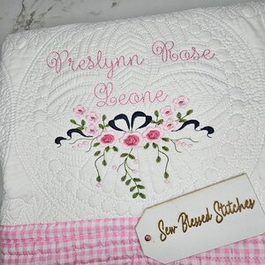 Personalized Baby Girl Quilt: Monogrammed Keepsake Crib Quilt