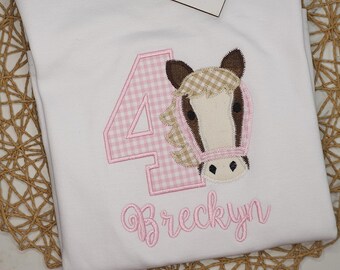 Personalized Horse Birthday Shirt: Applique Girl's Birthday Outfit