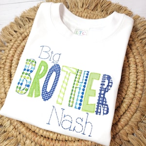 Big brother shirt, personalized Big Brother shirt, applique big brother shirt with name
