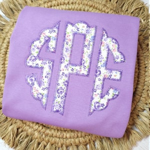 Monogram applique shirt, personalized applique monogram shirt, girl birthday gift