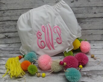 Monogrammed eyelet bloomers / diaper cover / toddler panty