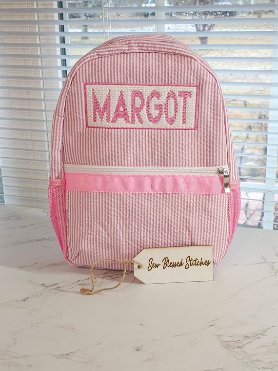 Personalized Seersucker Backpack, Faux Smocked Seersucker