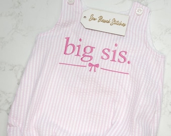 Big Sis seersucker bubble, new baby announcement