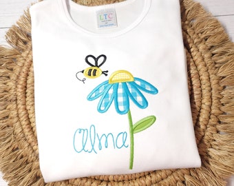 Personalized Applique Spring Shirt: Custom Girl's Birthday Gift