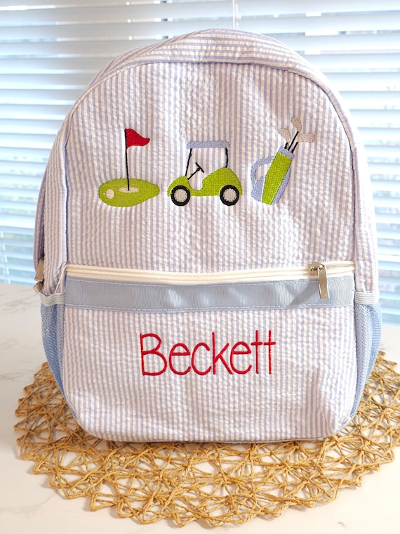 Seersucker Backpack Golf Design Backpack Personalized Backpack Diaper Bag Baby Shower Gift Boy Birthday Gift Etsy Australia