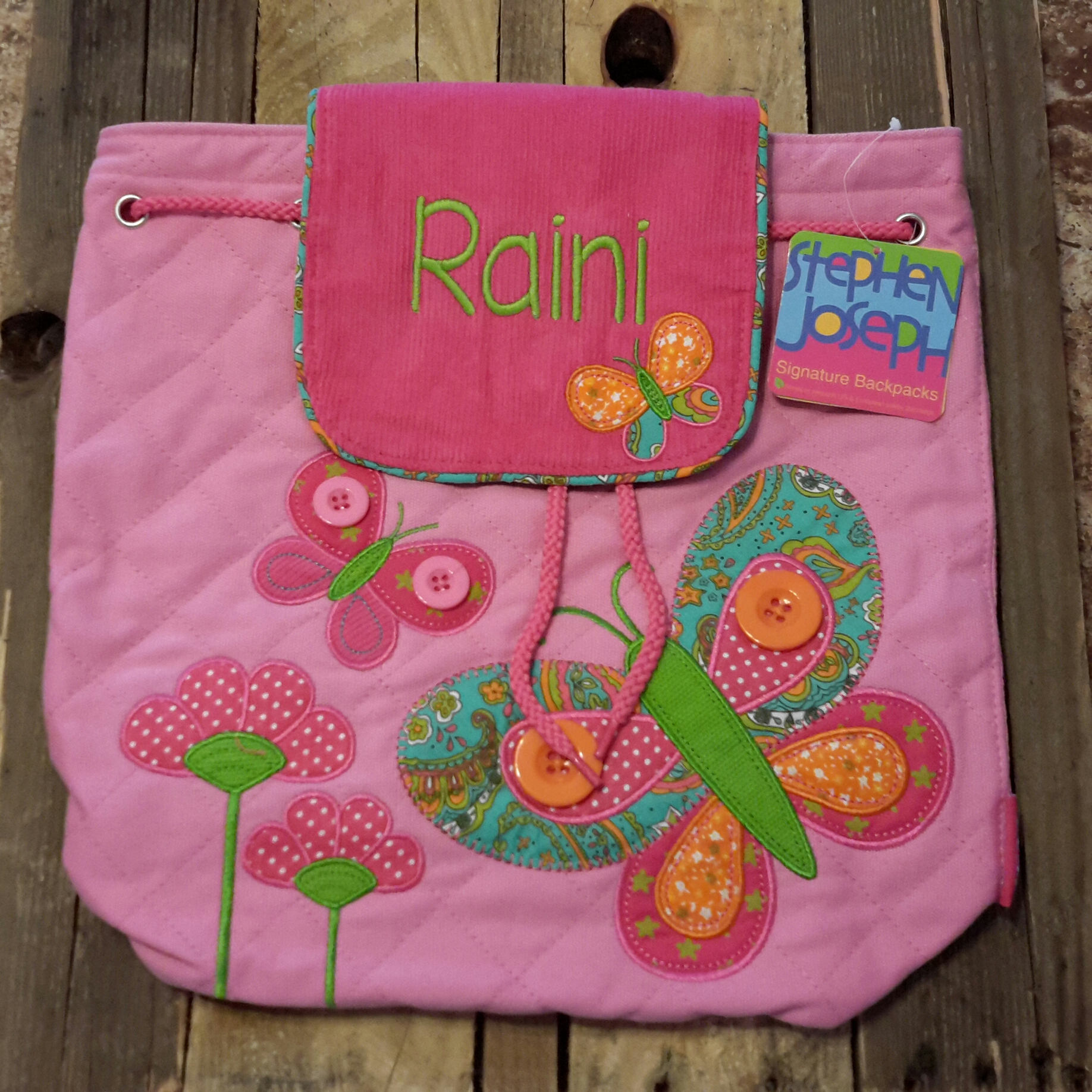 Personalized Stephen Joseph quilted backpack personalized