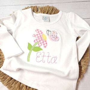 Girl spring shirt, applique spring shirt, personalized girl shirt, girl birthday gift