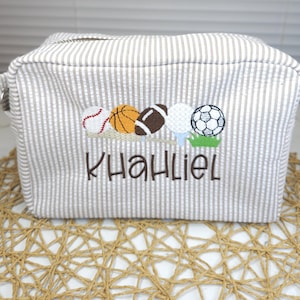 Neceser personalizado de seersucker: bolsa de viaje deportiva con monograma