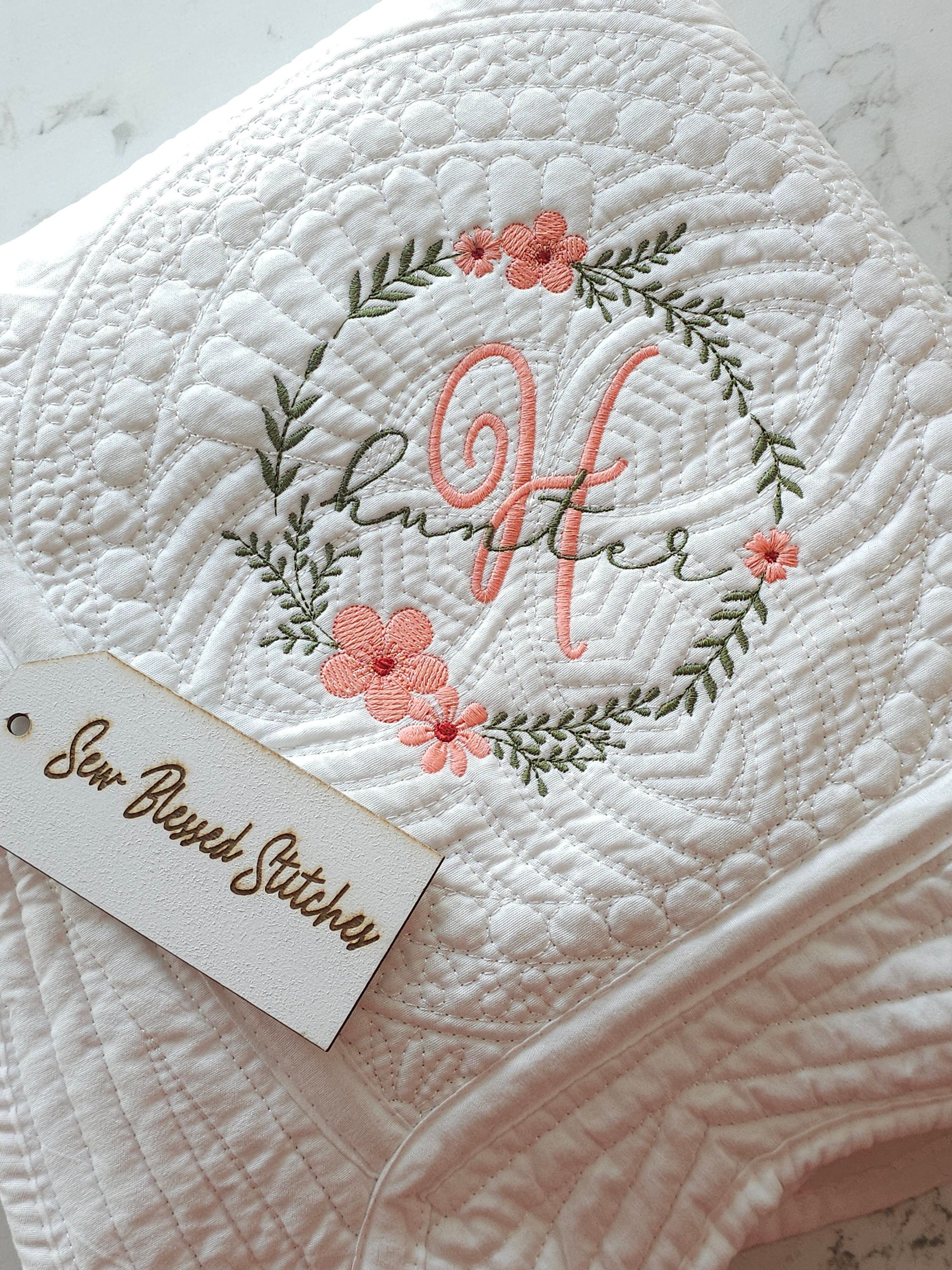 Quilted Monogram Monogram Baby Quilt: Personalized 100% Cotton Crib Quilt - Etsy