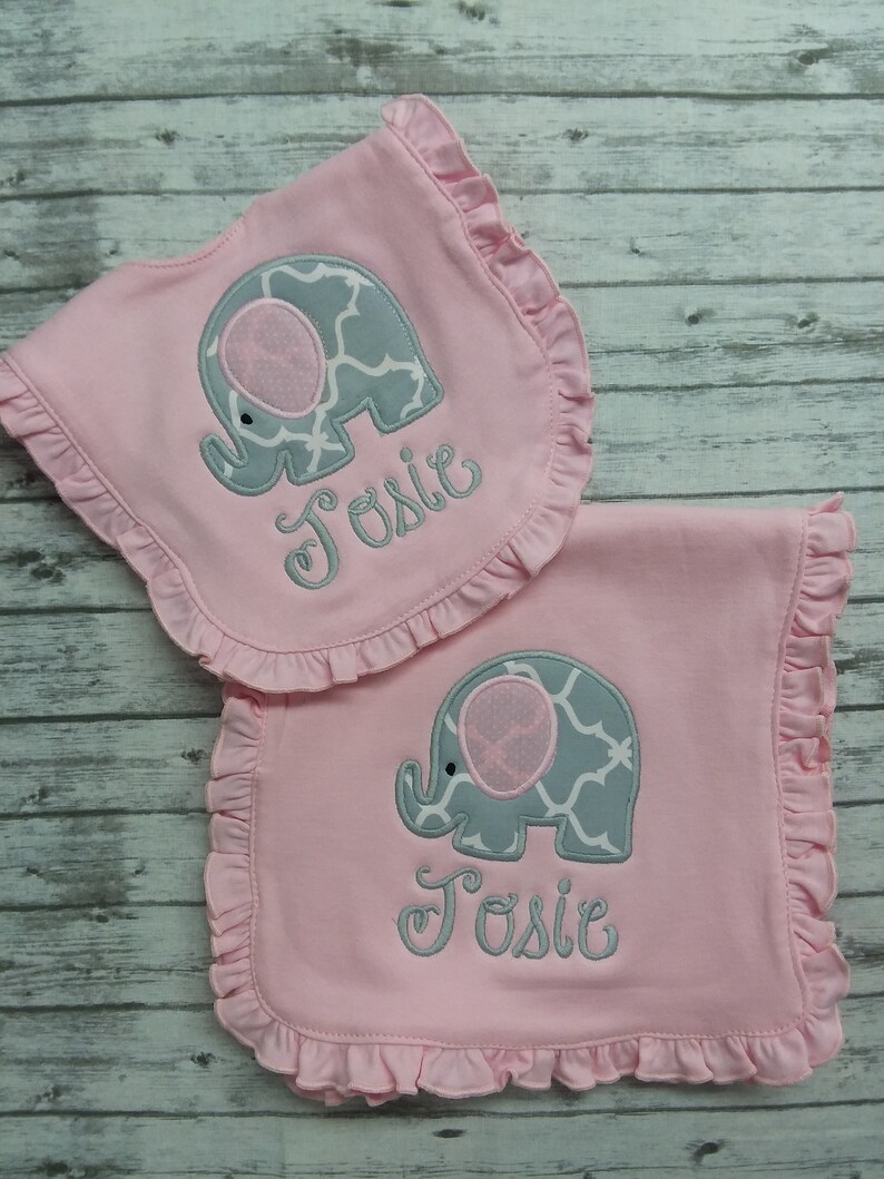 Burp Cloth Set Personalized Elephant Applique Burp Cloth Set Etsy