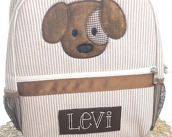 Personalized Seersucker Backpack: Baby Diaper Bag, Full Size