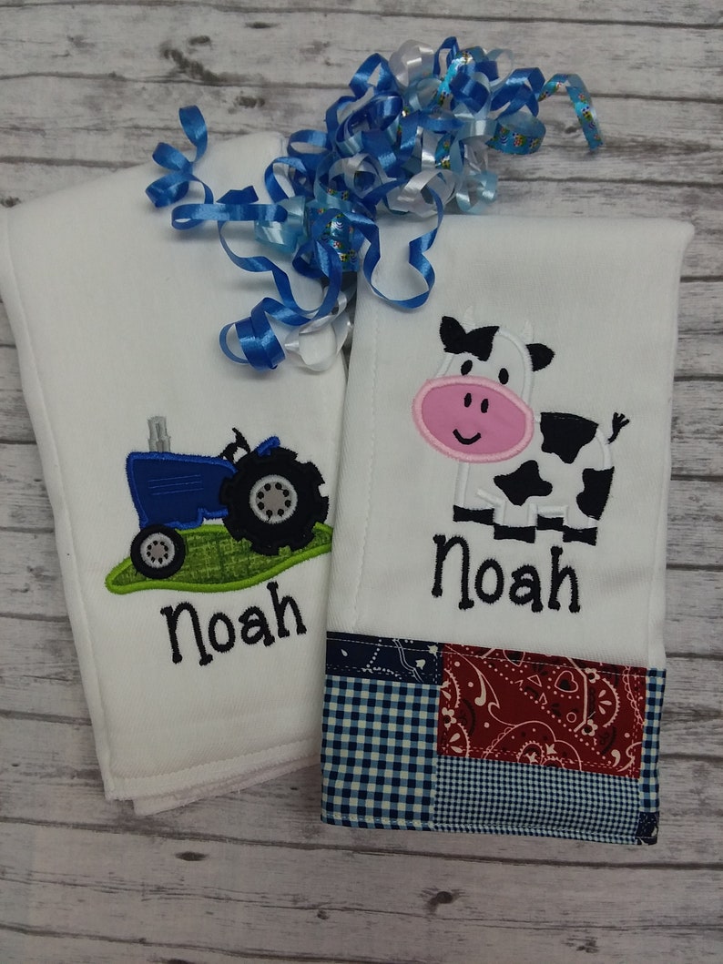 Boy Burp Cloth Set Personalized Burp Cloth Set Boy Baby Etsy