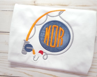Fishing Applique Shirt: Personalized Monogram, Boy Birthday Gift