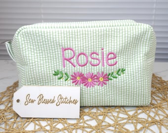 Monogram Seersucker Toiletry Bag: Personalized Diaper Pouch