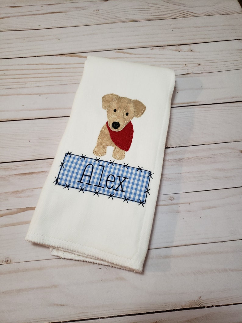 Personalized burp cloth, applique burp cloth with name, boy burp cloth , boy baby shower gift image 3