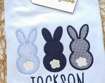 Personalized Boys Easter Shirt: Applique Bunny Design