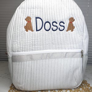 Gepersonaliseerde Seersucker-hondenrugzak: luiertas jongens