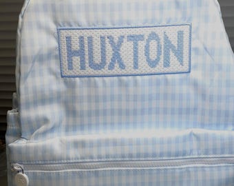 Mochila de nailon personalizada de cuadros azules: Bolsa para pañales