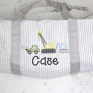 Seersucker duffel bag, personalized duffel bag, overnight bag, boy birthday gift, monogram duffel bag