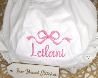 Monogrammed eyelet bloomers / personalized diaper cover / toddler panty