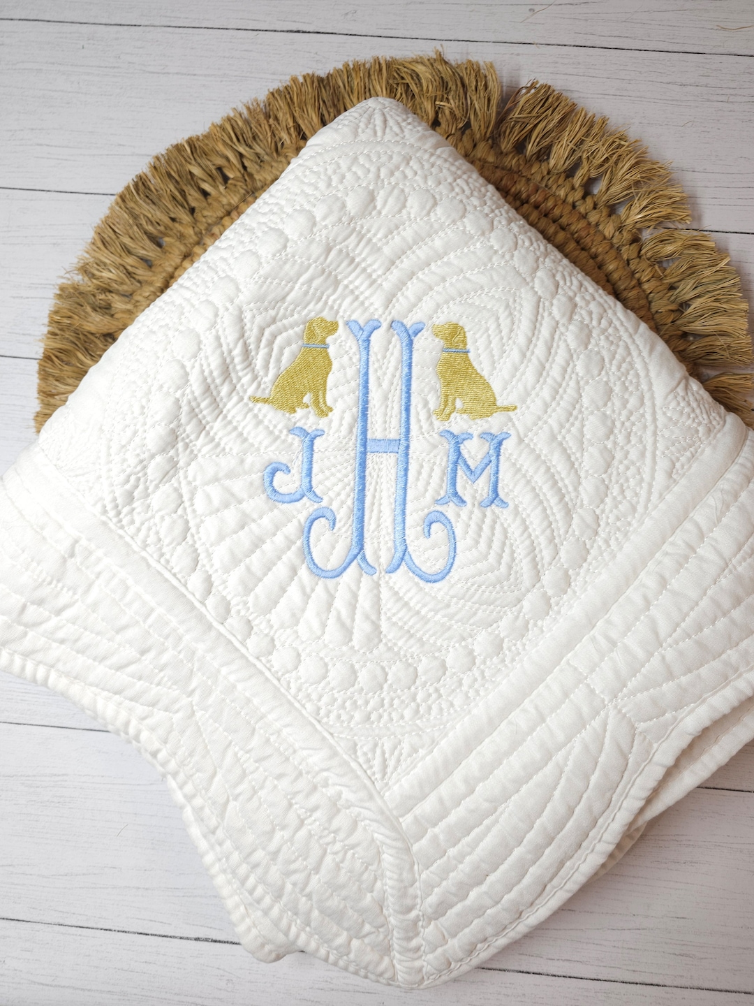 Monogram Baby Quilt, Keepsake Baby Quilt, Baby Shower Gift, New Baby Gift, Personalized Custom