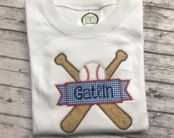 Personalized Baseball Applique Shirt - Boy's Toddler Tee