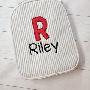 Seersucker lunch box, personalized applique seersucker lunch box