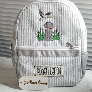 School backpack, personalized seersucker backpack, boy diaper bag, baby shower gift, boy birthday gift