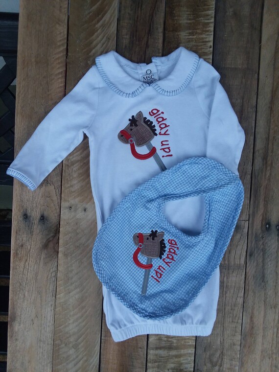 seersucker baby gown