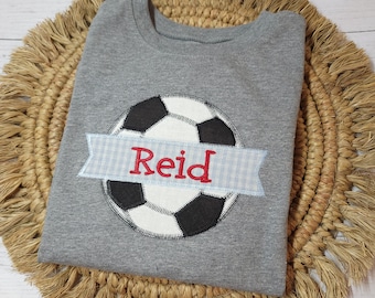 Boy soccer applique shirt, personalized boy shirt, boy birthday gift