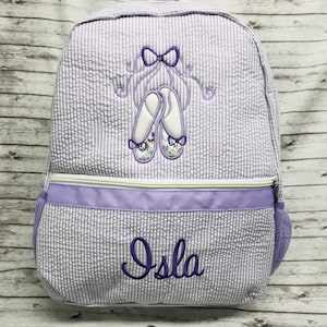 Seersucker Rucksack mit Applikation / Tanzbeutel mit Namen / Mädchen Seersucker Rucksack