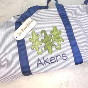 Personalized Seersucker Duffel Bag: Monogrammed Overnight Bag