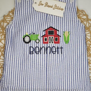 Personalized Seersucker Jon Jon: Baby Blue Baseball Applique