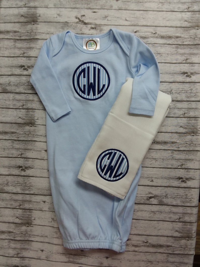 Infant Baby Gown Gift Set / Burp Cloth / Personalized Boy Baby Etsy