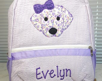 Personalized Seersucker Backpack: Custom School Diaper Bag