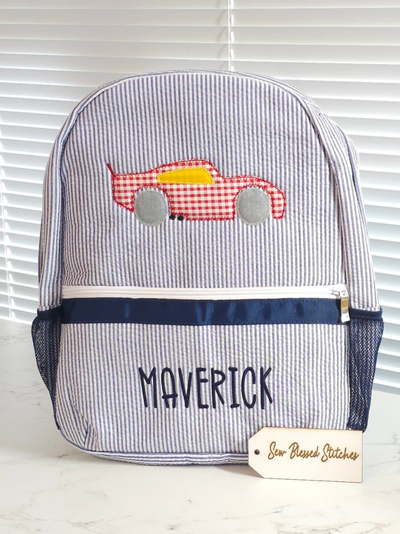 Mochila seersucker personalizada mochila para coche con apliques mochila con nombre bolsa de panales regalo de bebe nino regalo de cumpleanos de nino Etsy Mexico