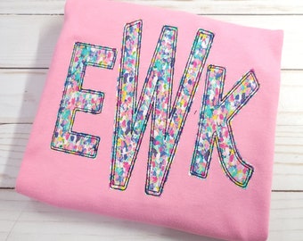 Applique Monogram Shirt: Personalized Girl's Birthday Gift