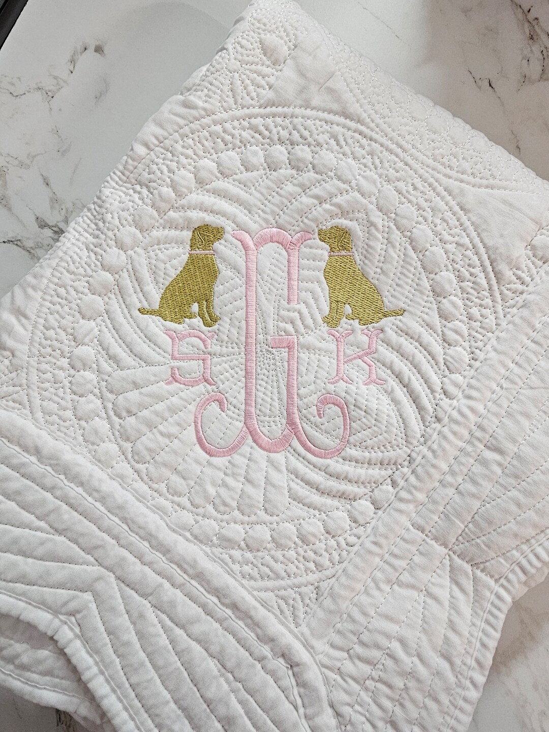 Quilted Monogram Personalized Monogram Baby Girl Quilt: Cotton Keepsake Shower Gift - Etsy