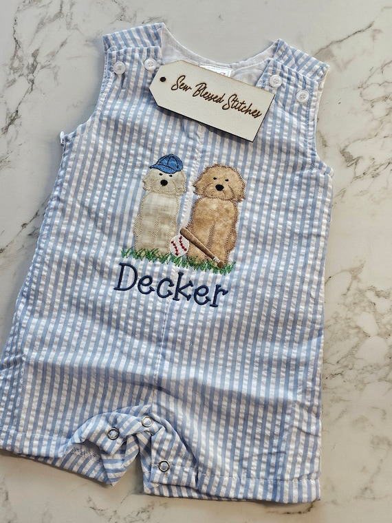 Seersucker JonJon, personalized summer clothing, monogram summer outfit, boy birthday gift